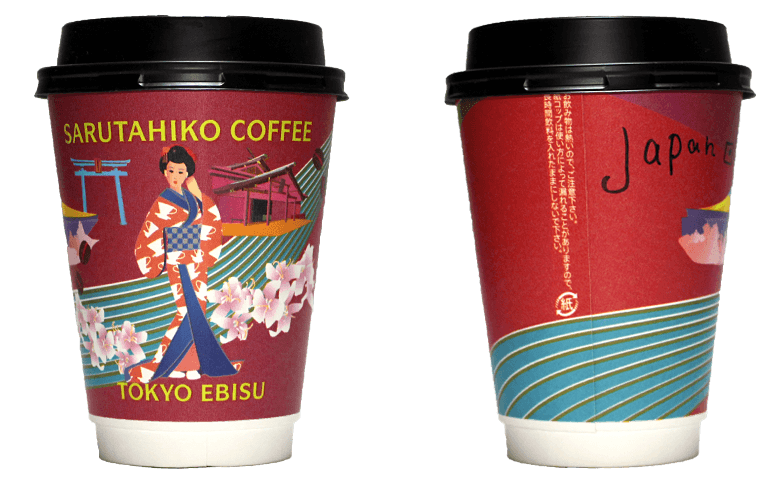 猿田彦珈琲 赤バージョン（さるたひこコーヒー）のテイクアウト用コーヒーカップ