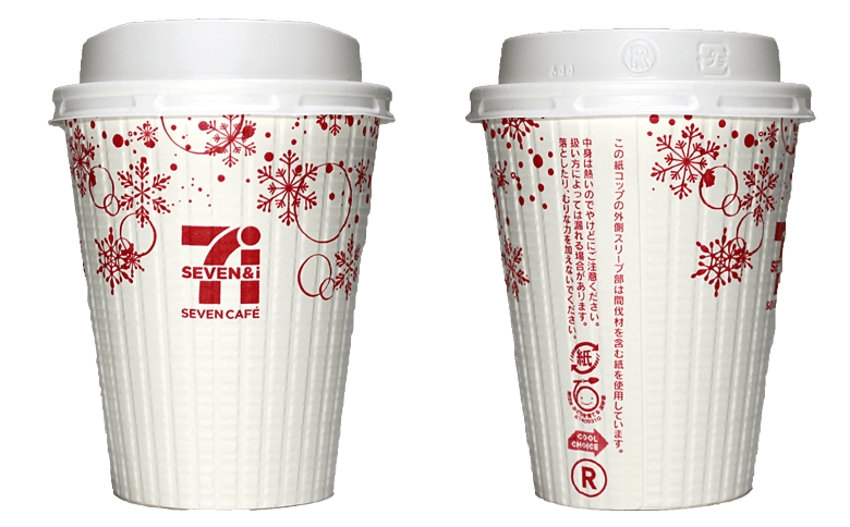 セブンイレブン セブンカフェ 2018年冬限定（白×赤）のテイクアウト用コーヒーカップ