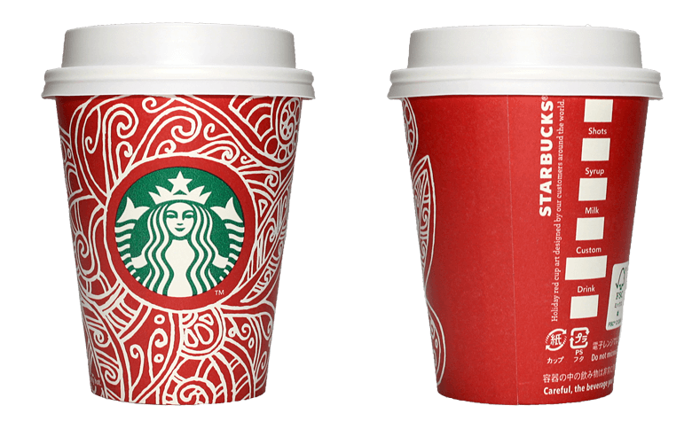 Starbucks Coffee 2016年ホリデーシーズン限定レッドカップ Graphic Swirls「渦」(Canada)のテイクアウト用コーヒーカップ