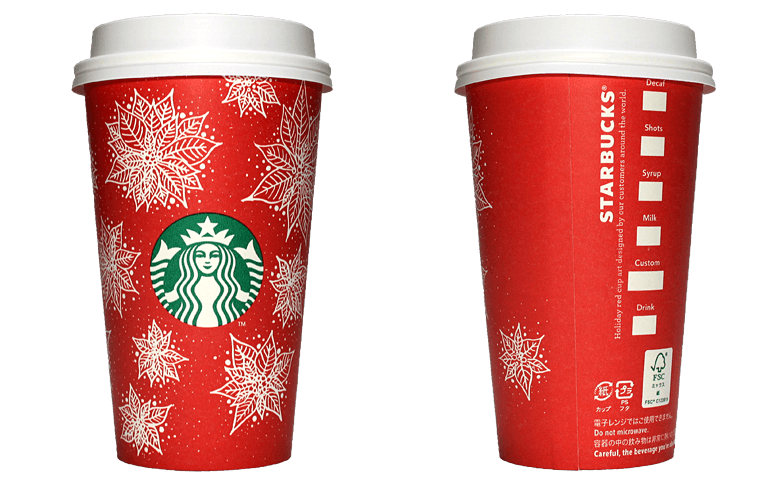 Starbucks Coffee 2016年ホリデーシーズン限定レッドカップ Poinsettia「ポインセチア」(United States)のテイクアウト用コーヒーカップ