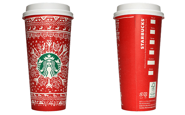 Starbucks Coffee 2016年ホリデーシーズン限定レッドカップ Snowflake Sweater「雪の結晶」(Russia)のテイクアウト用コーヒーカップ
